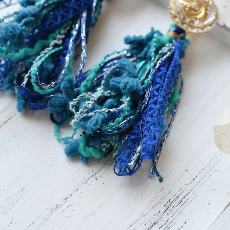 イヤリング/Dome tassel earrings /Hydrangea Blue