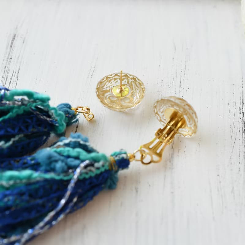 イヤリング/Dome tassel earrings /Hydrangea Blue