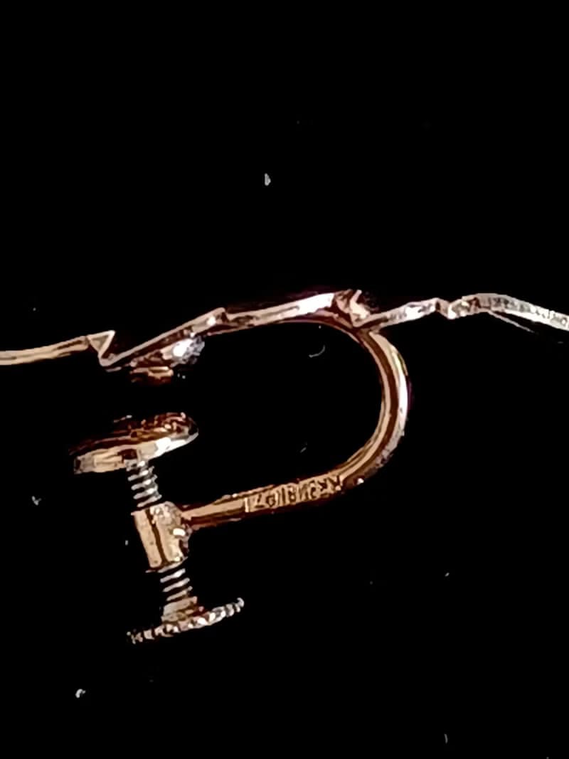 vintage jewelry 古董 krementz 14k鍍金葉狀 夾式耳環
