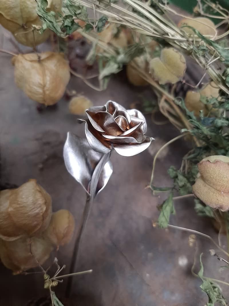 玫瑰花葉/古銀髮簪/情人節禮物
