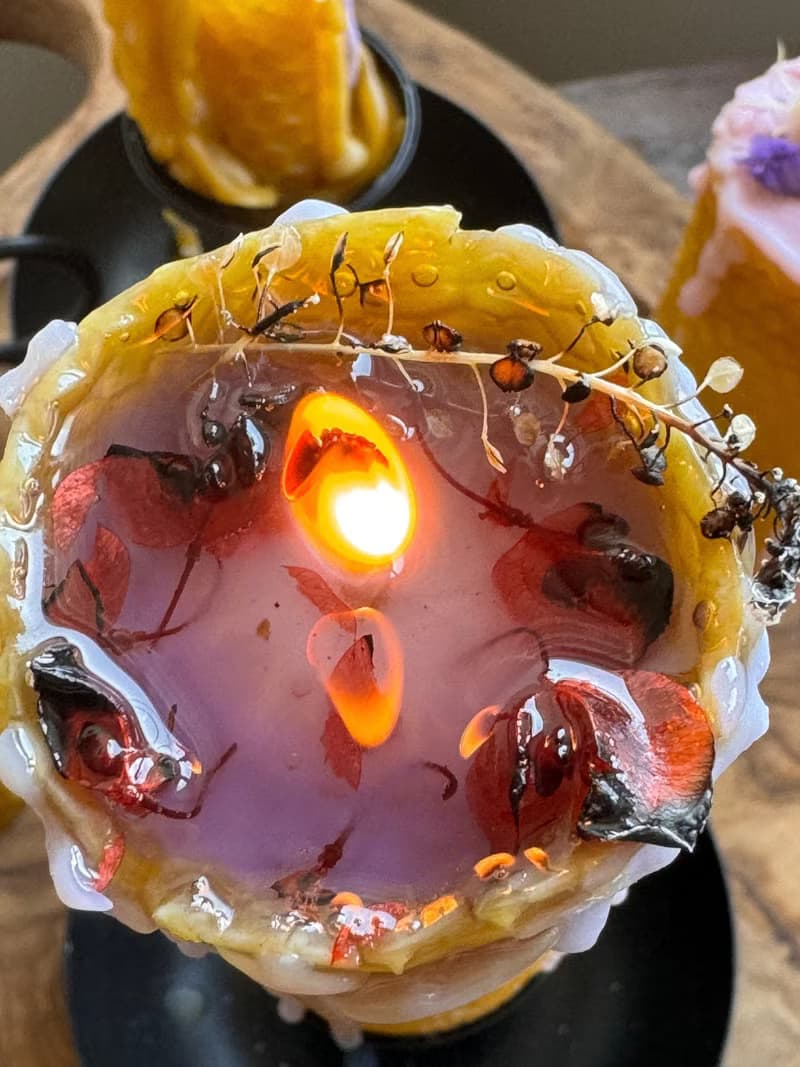 8020 candle 蜂蠟柱狀蠟燭 純精油 水晶 蜂蠟