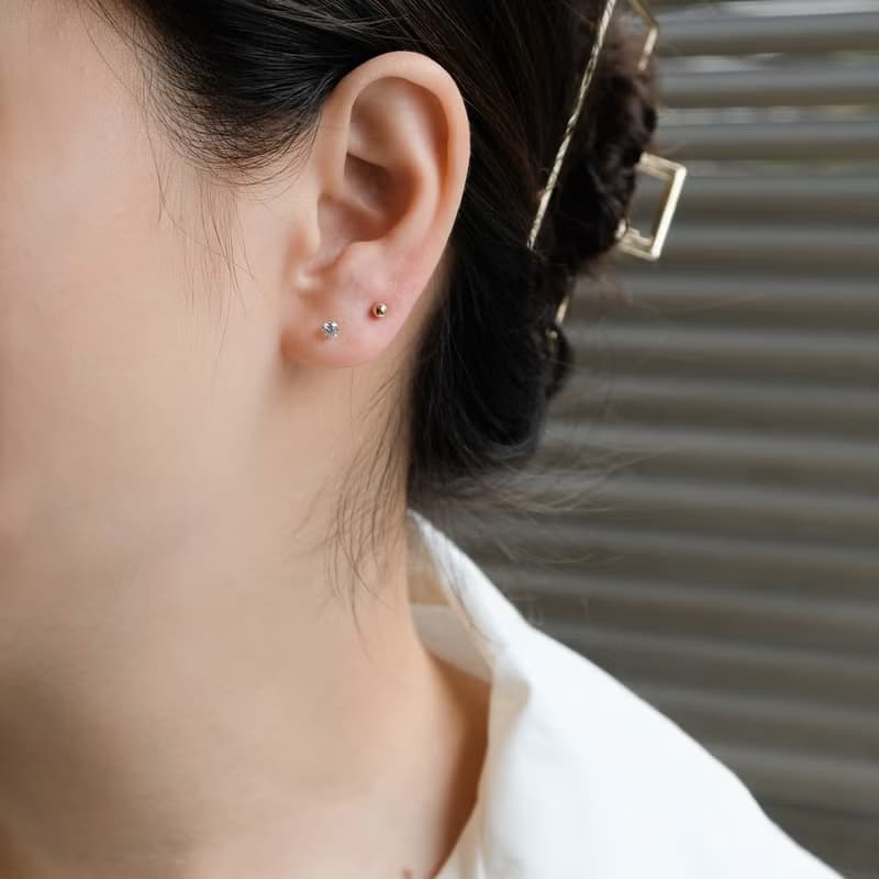 14 K金 小金珠耳針 3mm 4mm 養耳洞 Au585 耳環 耳骨