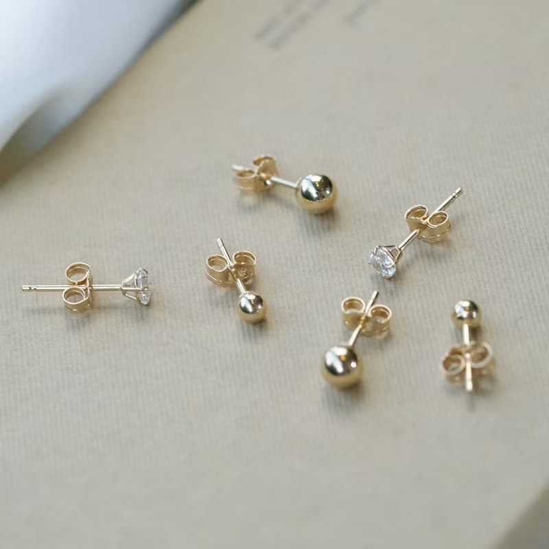 14 K金 小金珠耳針 3mm 4mm 養耳洞 Au585 耳環 耳骨