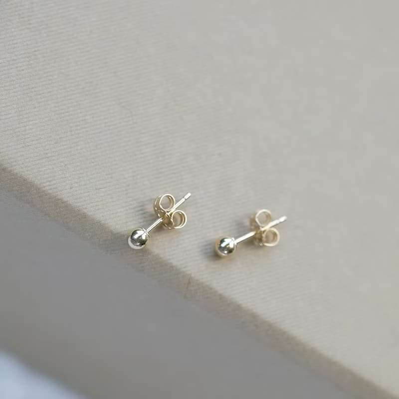 14 K金 小金珠耳針 3mm 4mm 養耳洞 Au585 耳環 耳骨