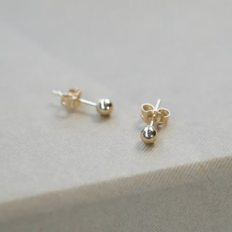 14 K金 小金珠耳針 3mm 4mm 養耳洞 Au585 耳環 耳骨