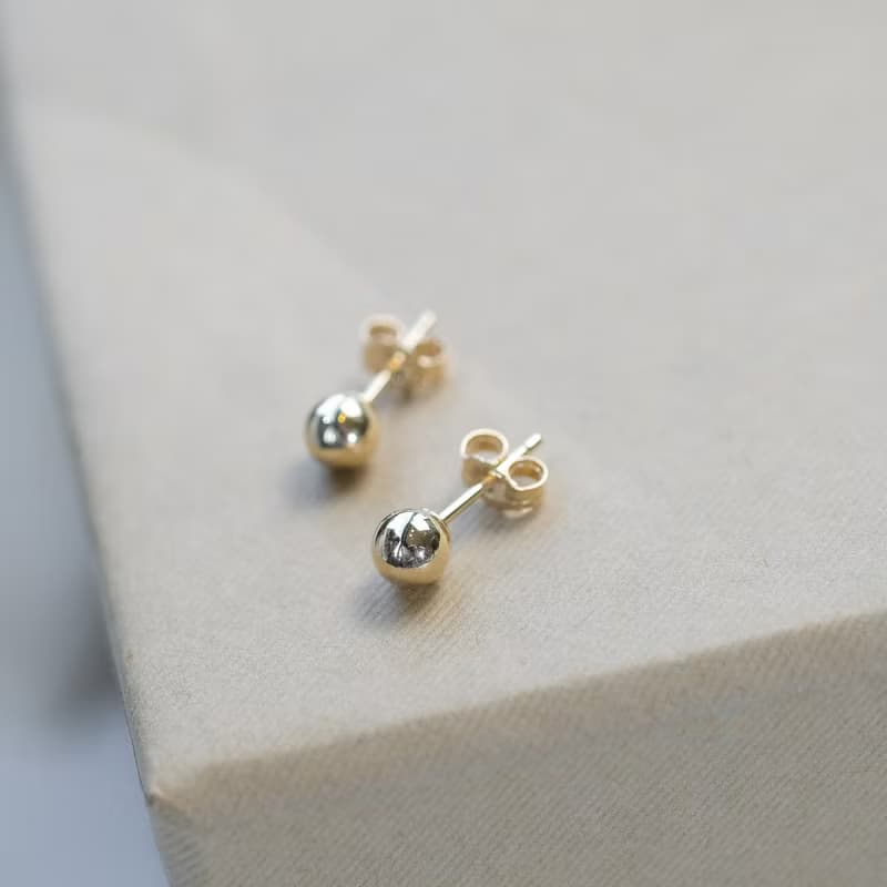 14 K金 小金珠耳針 3mm 4mm 養耳洞 Au585 耳環 耳骨