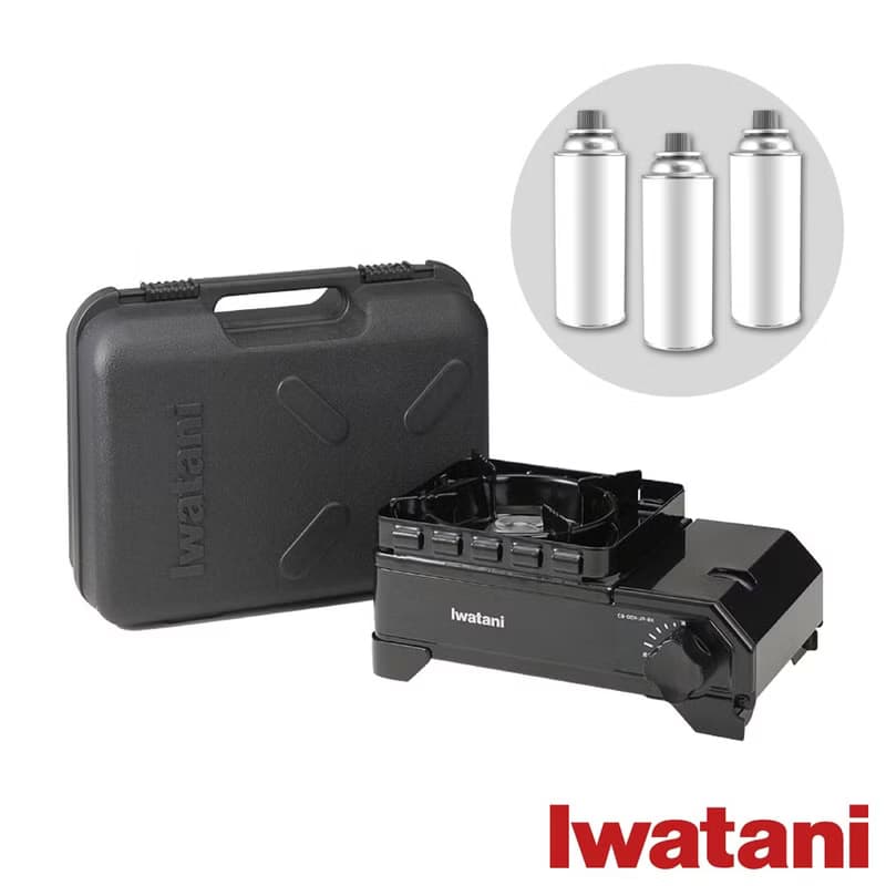 【Iwatani岩谷】迷你黑武士磁式瓦斯爐2.3kW-附收納盒&瓦斯罐3入