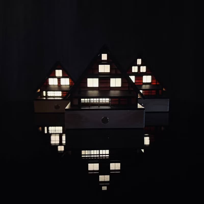 【木屋小夜燈-三連合掌】床頭燈/桌面擺件/合掌村/原創設計/USB/L