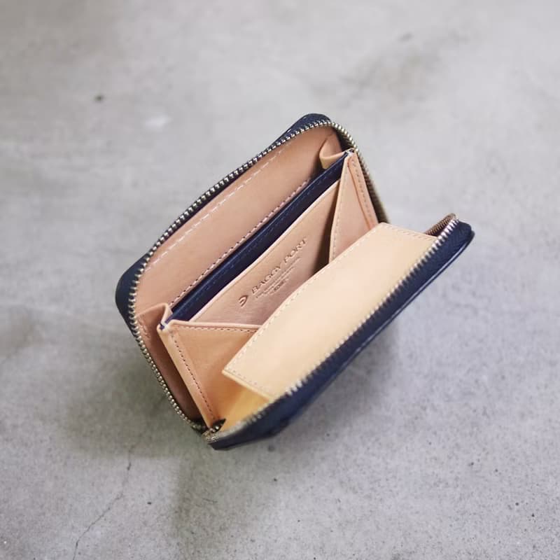 日本手工藍染 經典牛皮卡片零錢包 Made by Baggy Port Japan