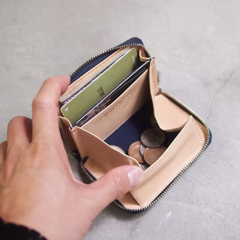 日本手工藍染 經典牛皮卡片零錢包 Made by Baggy Port Japan