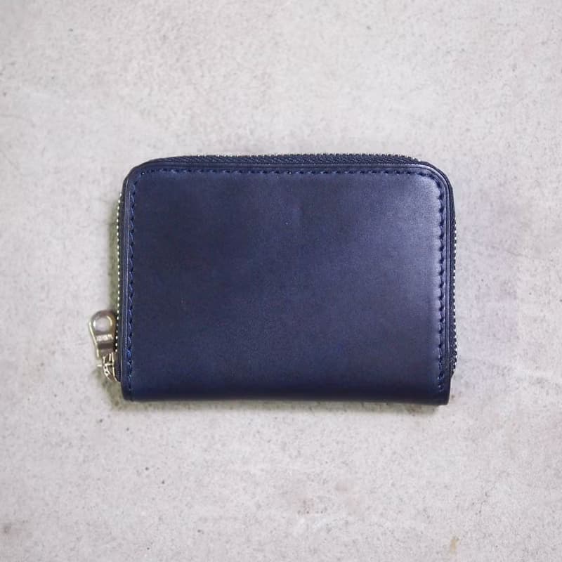日本手工藍染 經典牛皮卡片零錢包 Made by Baggy Port Japan