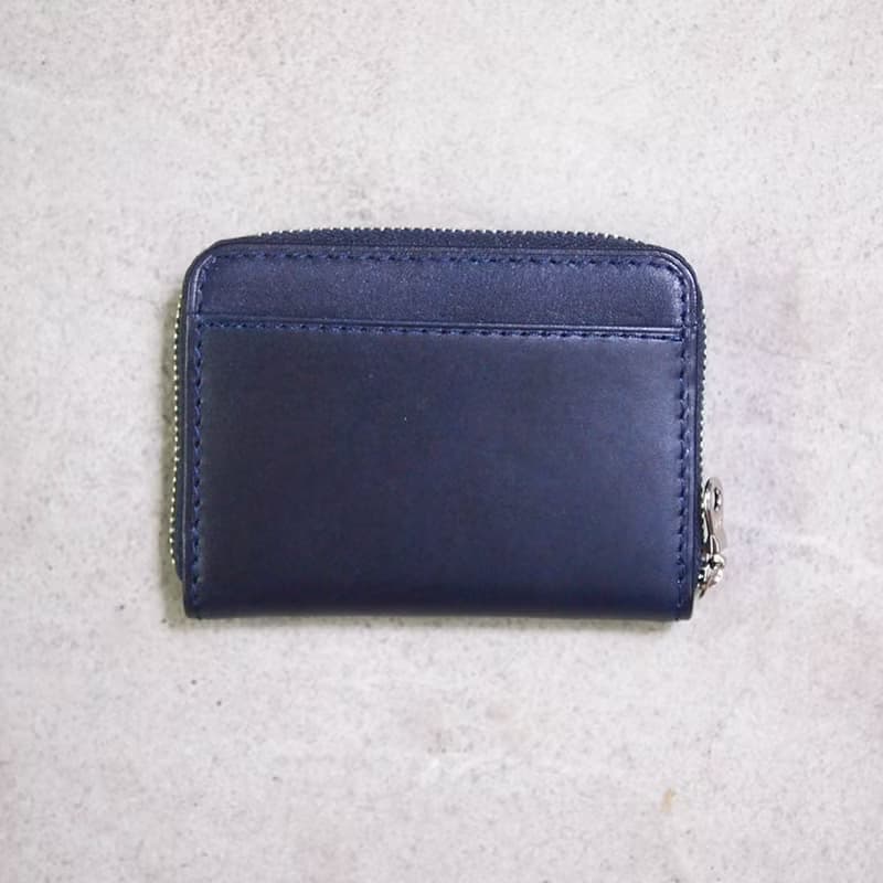 日本手工藍染 經典牛皮卡片零錢包 Made by Baggy Port Japan