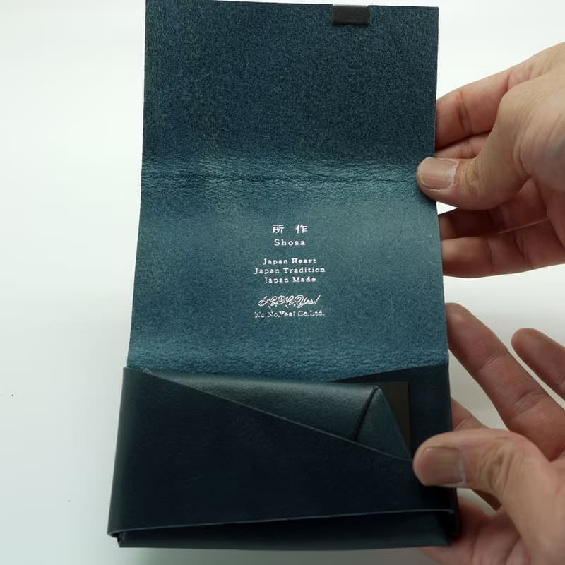 日本手工-所作Shosa 植鞣牛皮 零錢包 - 簡約基本款/藏青