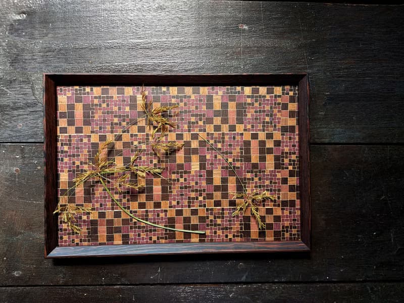 老磁磚記憶  馬賽克  大  茶盤/托盤/咖啡盤--黑紫色系