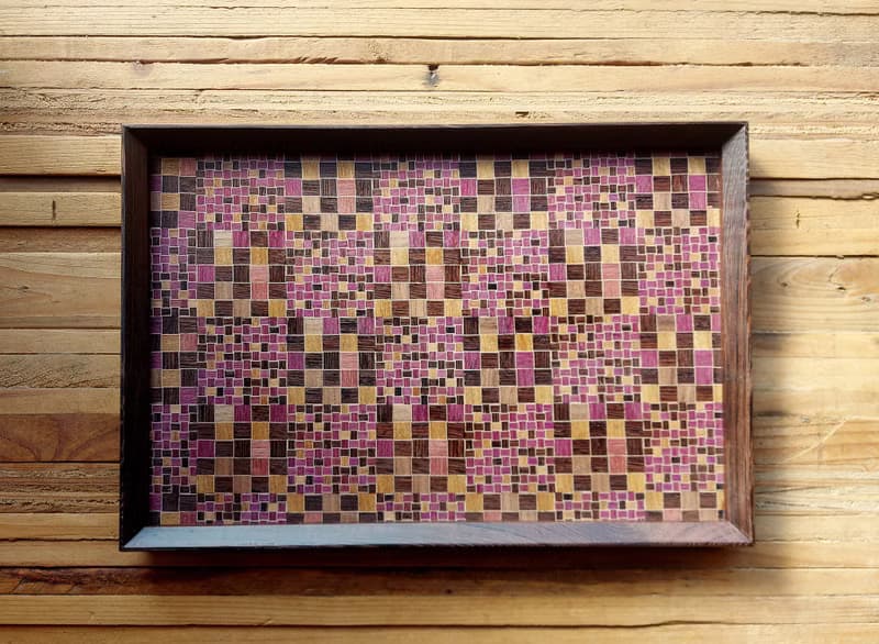 老磁磚記憶  馬賽克  大  茶盤/托盤/咖啡盤--黑紫色系