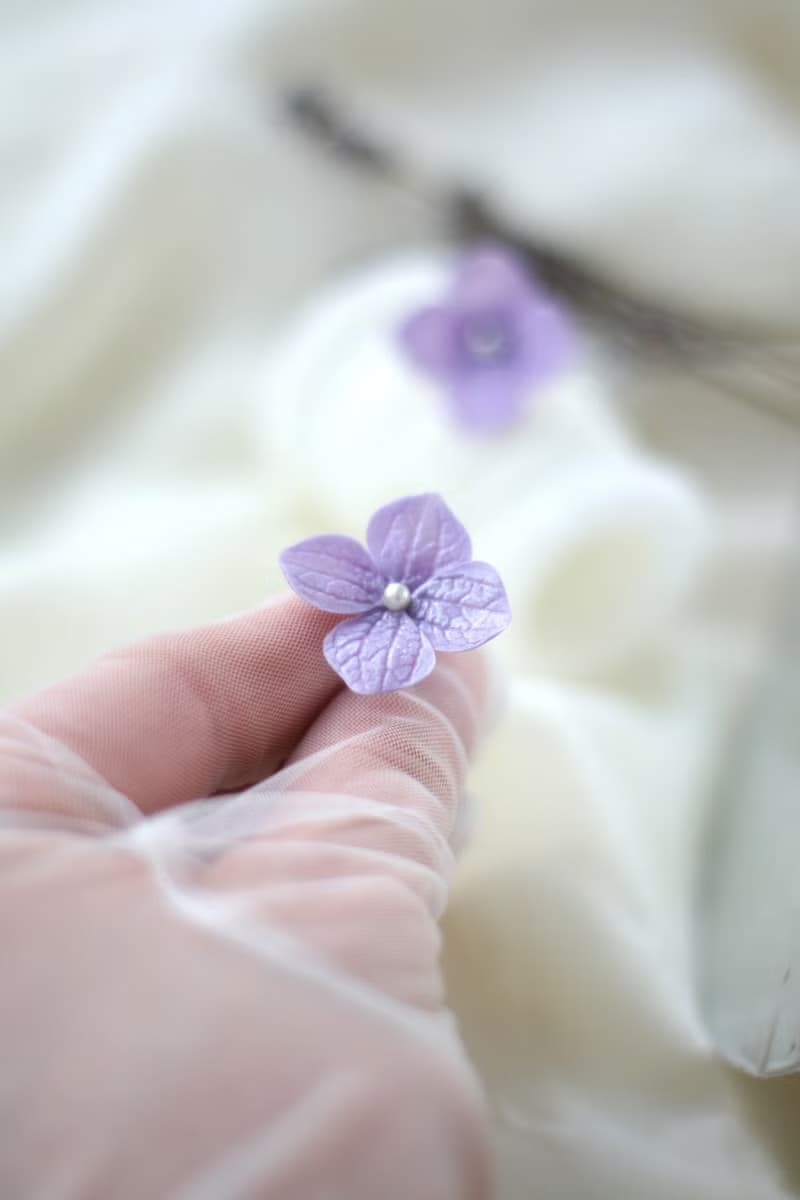 Lavender earrings, Hydrangea earrings, Floral earrings, Flower clip on