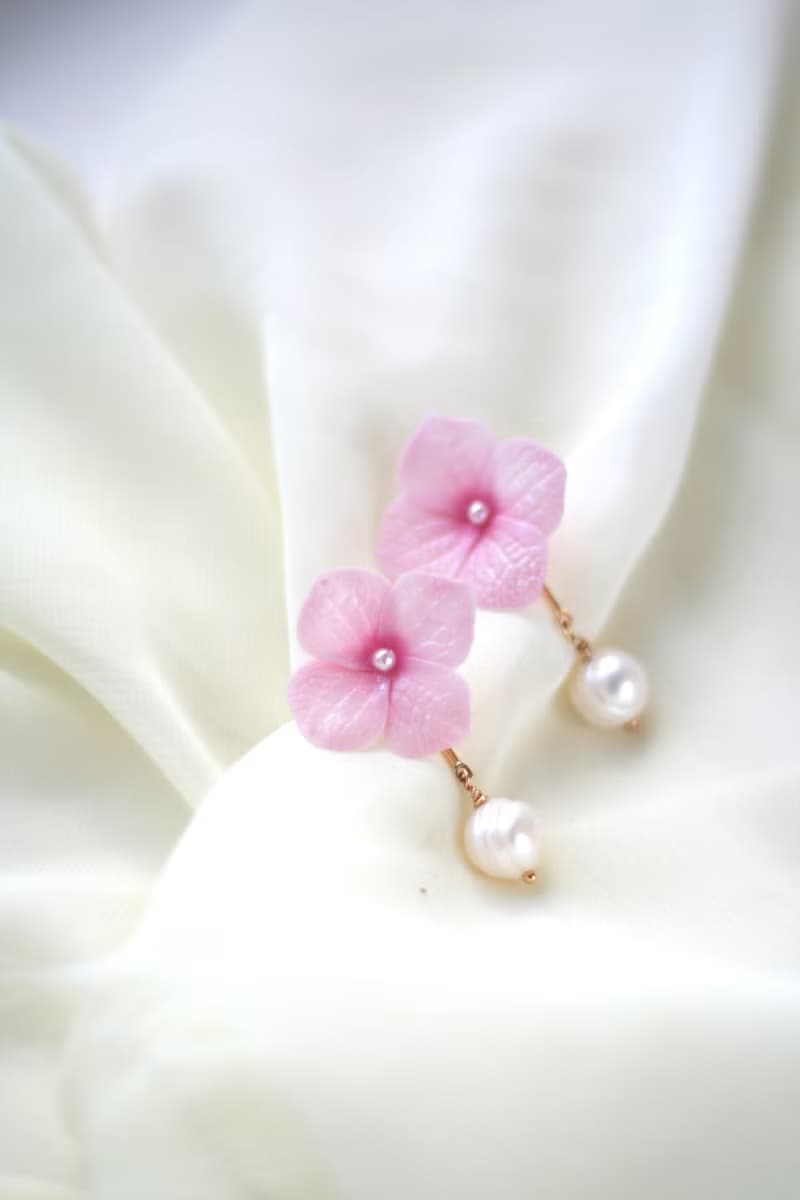 Lavender earrings, Hydrangea earrings, Floral earrings, Flower clip on