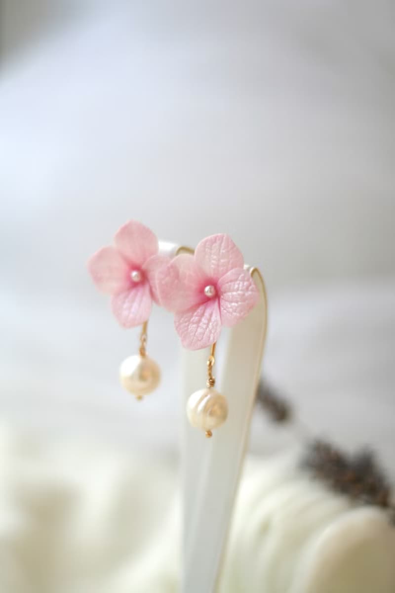 Lavender earrings, Hydrangea earrings, Floral earrings, Flower clip on