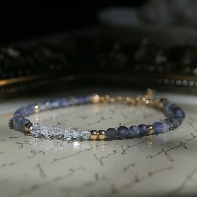 ll 夜空之星 ll 赫基蒙 菫青石 美國14kgf包金手鍊