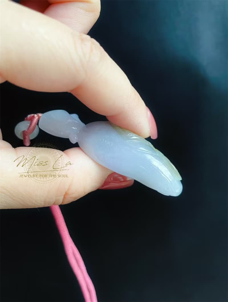 天然緬甸玉翡翠 質地細膩 淡紫錢袋 水頭好 招財 守財 項鍊 禮物