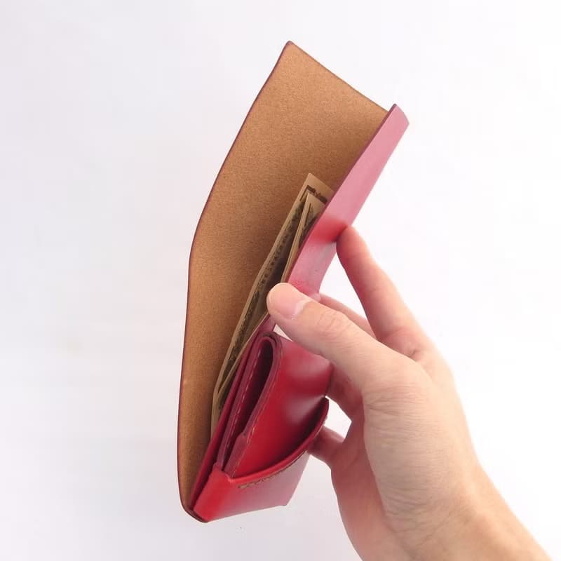 【ミニ財布】革 すおう染め 草木染め 左利き 手縫い 手染め 手作り【chotof/ちょとふ】