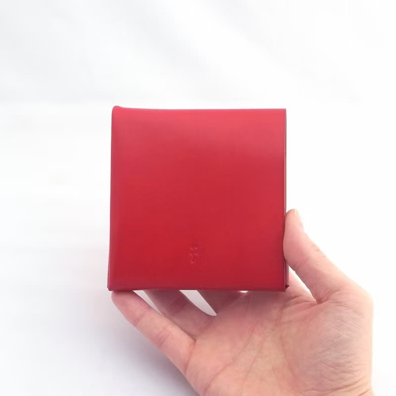 【ミニ財布】革 すおう染め 草木染め 左利き 手縫い 手染め 手作り【chotof/ちょとふ】