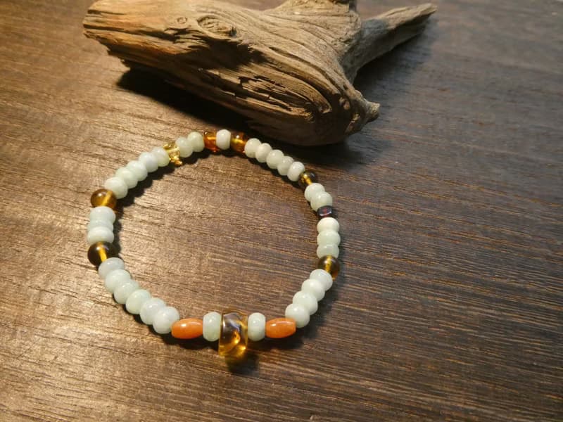 晶晶工坊*Love2hm 【糯】-A貨翡翠/紅翡 琥珀蜜蠟 設計手鍊