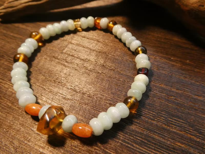 晶晶工坊*Love2hm 【糯】-A貨翡翠/紅翡 琥珀蜜蠟 設計手鍊