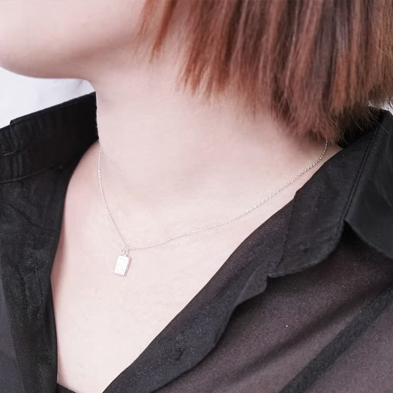 99.9%巧克力小銀磚 925純銀項鍊 女生項鍊 生日禮物