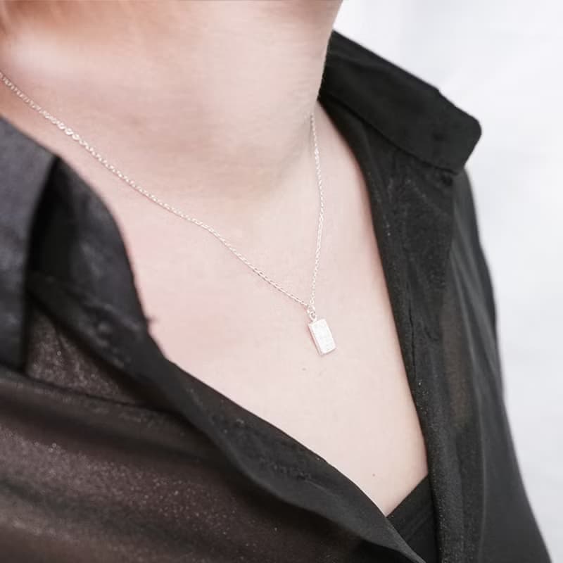 99.9%巧克力小銀磚 925純銀項鍊 女生項鍊 生日禮物