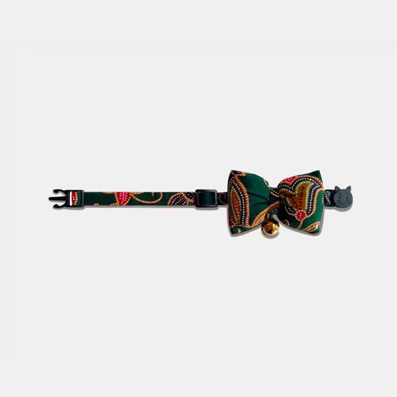 簡約手工定制貓項圈 Batik Green Cat Bow Breakaway Cat Collar