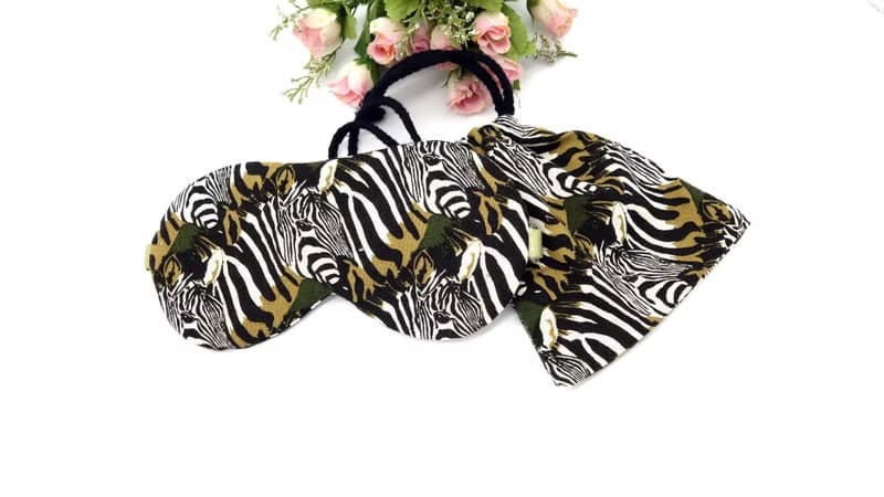 墨綠底斑馬可調式睡眠眼罩附束口收納袋 sleep mask *sk*