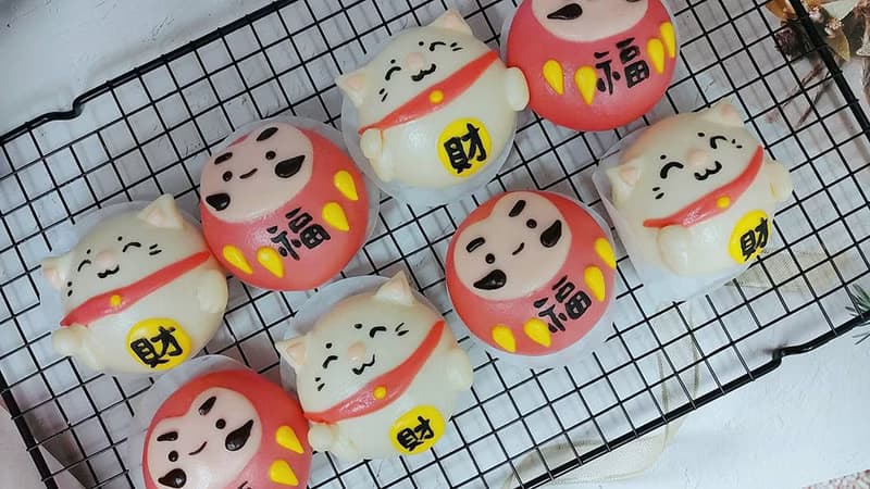 Cheerful~旺福旺財 造型饅頭 招財貓 福神 拜拜饅頭 收涎饅頭