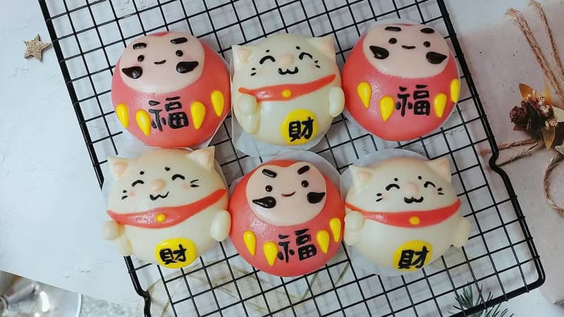 Cheerful~旺福旺財 造型饅頭 招財貓 福神 拜拜饅頭 收涎饅頭