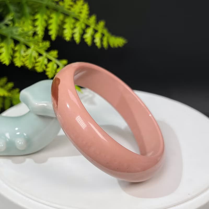 獨特阿拉善瑪瑙手鐲56MM 玉化漸變粉飄天眼戈壁彩玉手環 力量熱情