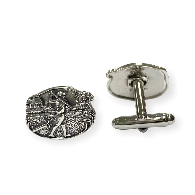 Vintage Style Golfing Scene Cufflinks 925 Sterling Silver Mens Fathers Day Gift