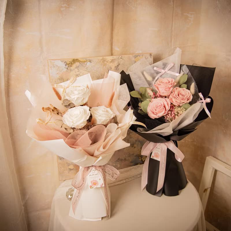 【我愛你】乾燥花 永生花花束 3朵玫瑰花束 / 共4款 生日求婚告白