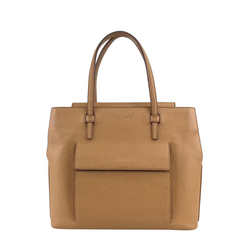 【 日本直送　名牌中古包 】LOEWE ロエベ ハンドバッグ キャメル ロゴ レザー 型押し vintage ヴィンテージ オールド smfwpe