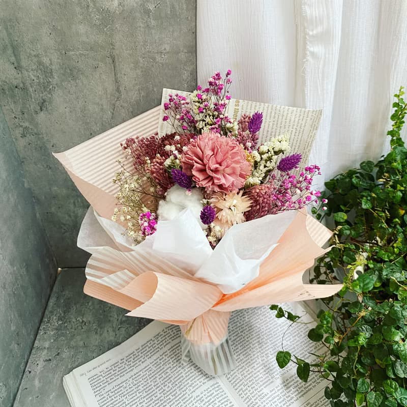 【擴香康乃馨花束】母親節花束|乾燥花束|永生花束|五色|快速出貨