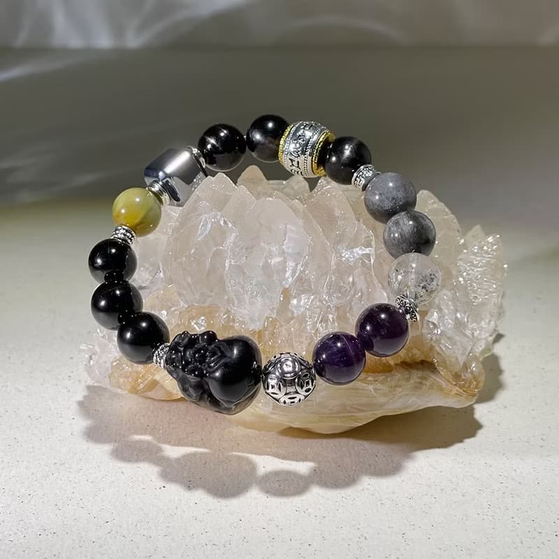 金好運系列─聖典 |金運石|閃靈鑽|黑極光 | 水晶手鍊 A39-1