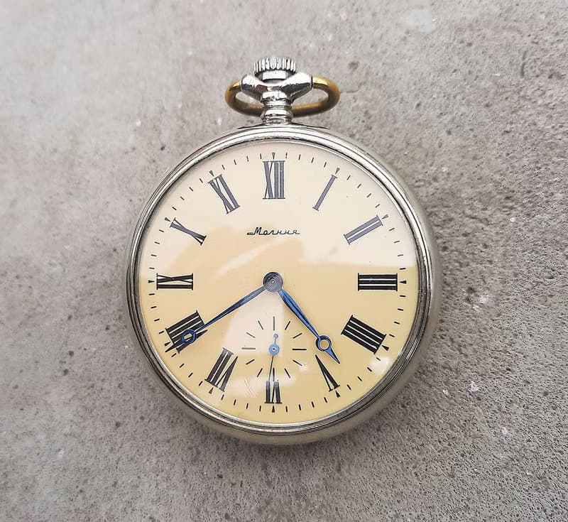 Molnija 3602 Roman dial Soviet pocket watch – mechanic Russian watch 1970s