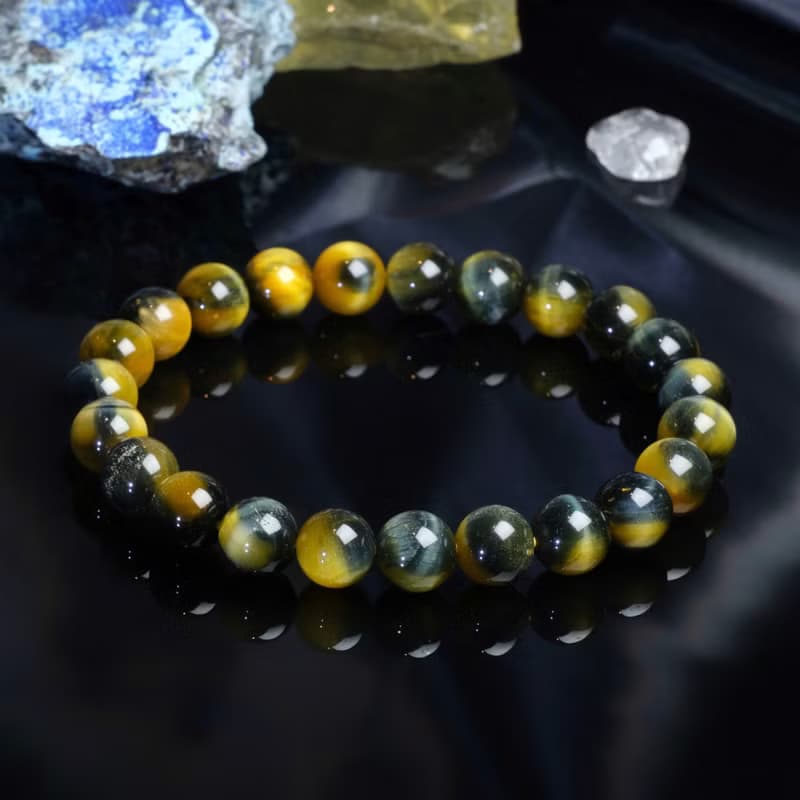 #397一圖一物//8mm金藍虎眼石水晶手鍊 臍輪 財富勇氣 能量石