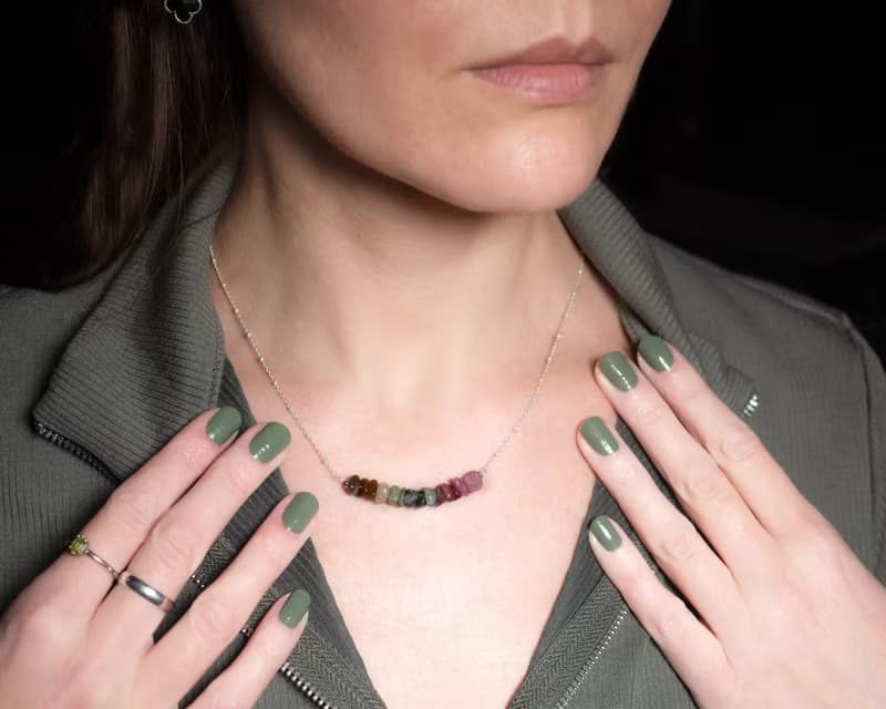 Raw Tourmaline Necklace, 925 Silver, Aries, Capricorn stone, Valentine Day Gift