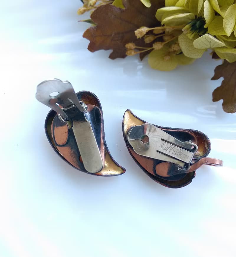 Vintage Jewelry 西洋古董飾品 MATISSE Renoir 心形葉 夾式耳環