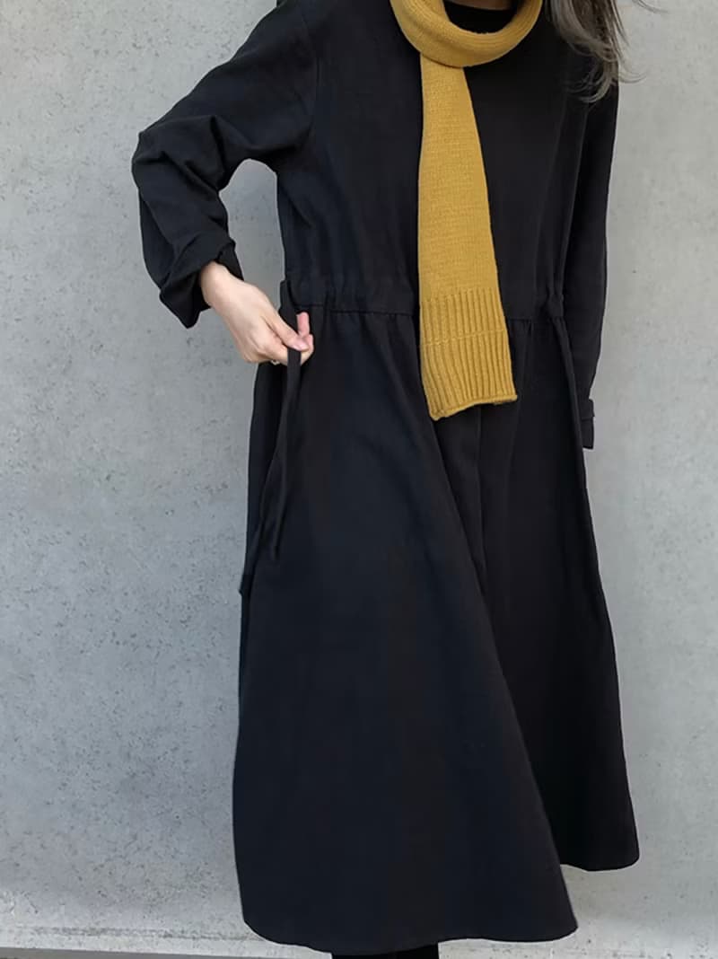 高級羊絨紗線 百搭小圍巾 薑黃色/黑色 I Merino Wool Logo Scarf
