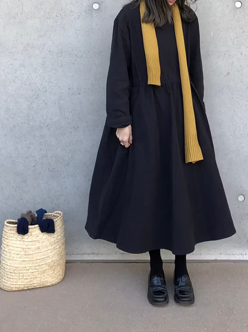 高級羊絨紗線 百搭小圍巾 薑黃色/黑色 I Merino Wool Logo Scarf