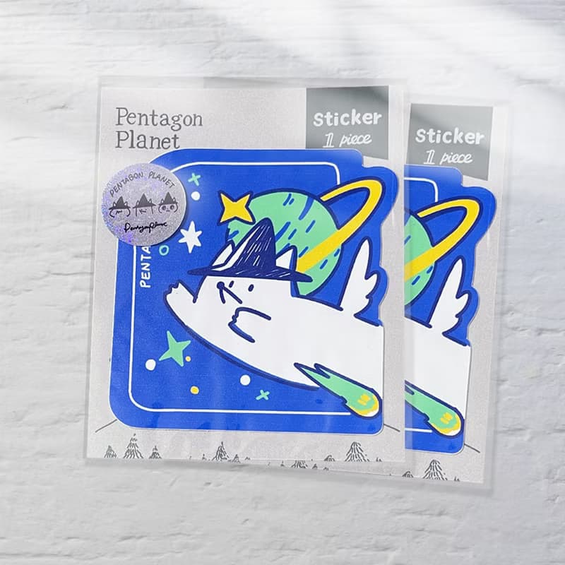 狐狸噴向宇宙大貼紙2入 行李箱貼紙 造型貼紙 / 五角星球