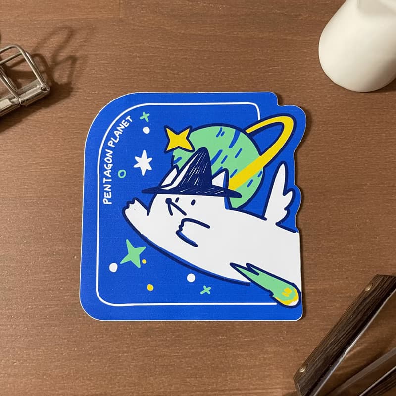 狐狸噴向宇宙大貼紙2入 行李箱貼紙 造型貼紙 / 五角星球