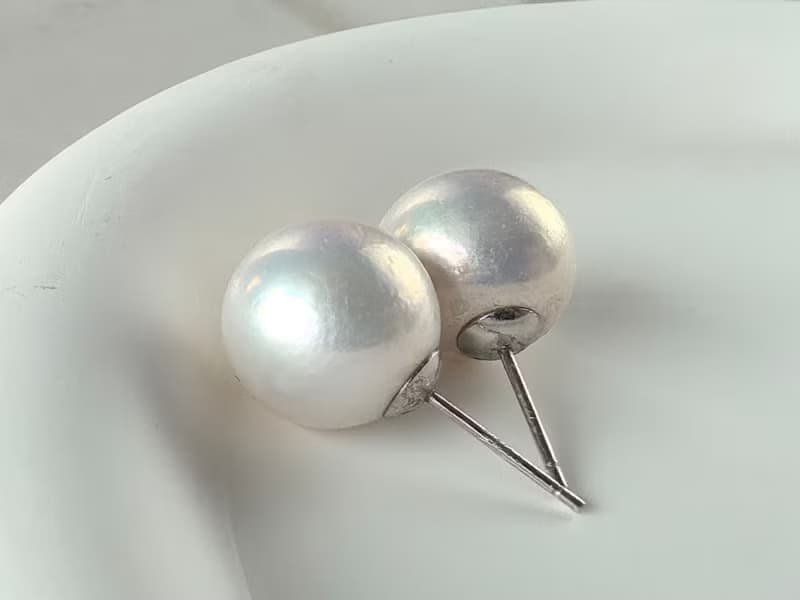 素耳釘 天然淡水珍珠 大珍珠 純銀 耳釘 耳環 簡約