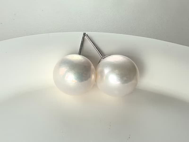 素耳釘 天然淡水珍珠 大珍珠 純銀 耳釘 耳環 簡約
